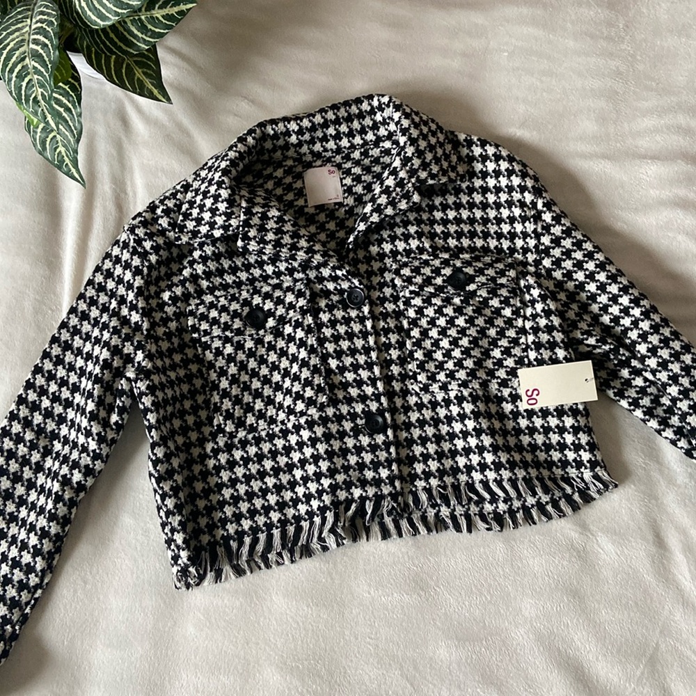 S0 Houndstooth Fringe Shacket